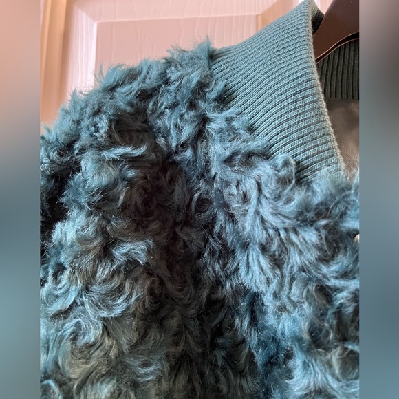 Anthropologie Curly Faux Fur Jacket in Teal. Large. Like New. - Picture 3 of 12